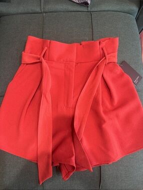 free press Red High-Waist Tie-Belt Women’s Shorts
